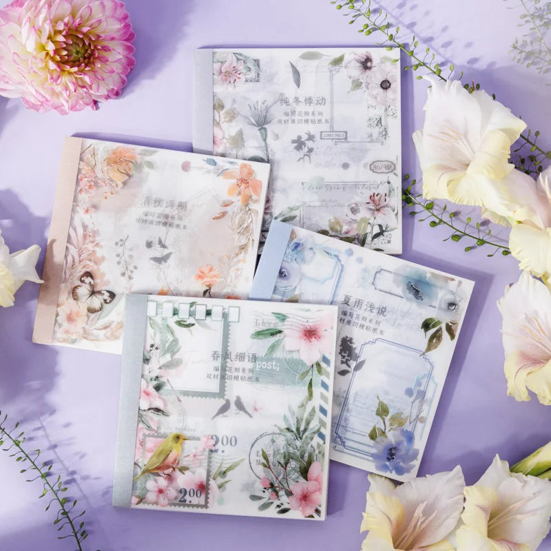 Yoofun 20pcs/lot PET + Washi Paper Aesthetic Flower Stickers Gift Card Journal Scrapbooking Diary Decoration Stationery Labels Beauty World Shop