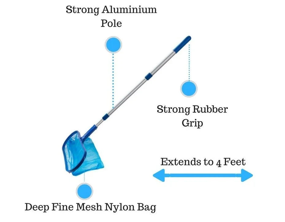 Deep Skimmer Net with 17"-40" Telescopic Pole Leaf Skimmer Fine Mesh Net Rake Net for Cleaning Above Ground Inground Pool Hot Tu Beauty World Shop