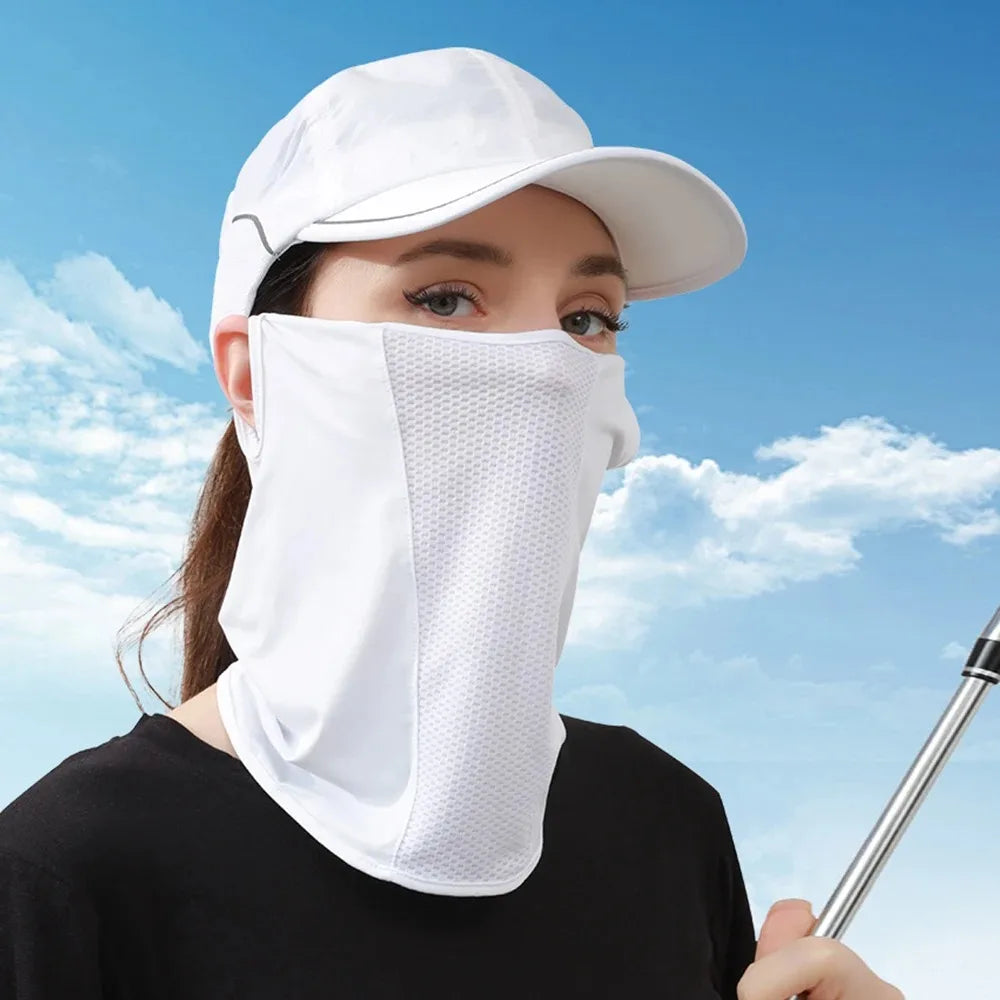Unisex UV Protection Outdoor Neck Wrap Cover Sports Sun Proof Bib Ice Silk Mask Face Cover Neck Wrap Cover Sunscreen Face Scarf Beauty World Shop