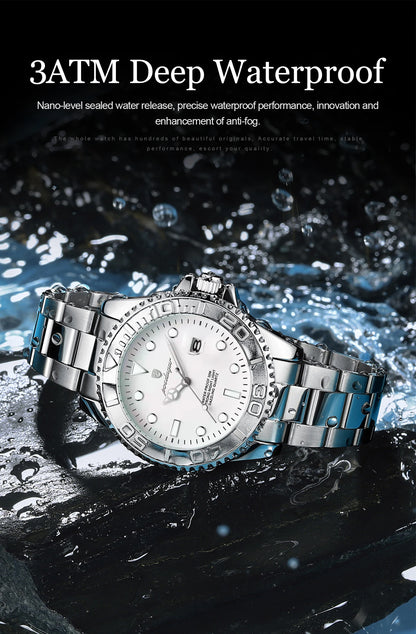 POEDAGAR Casual Fashion Man Wristwatch Waterproof Luminous Date Exquisite Men Watch Stainless Steel Classic Men's Quartz Watches Beauty World Shop