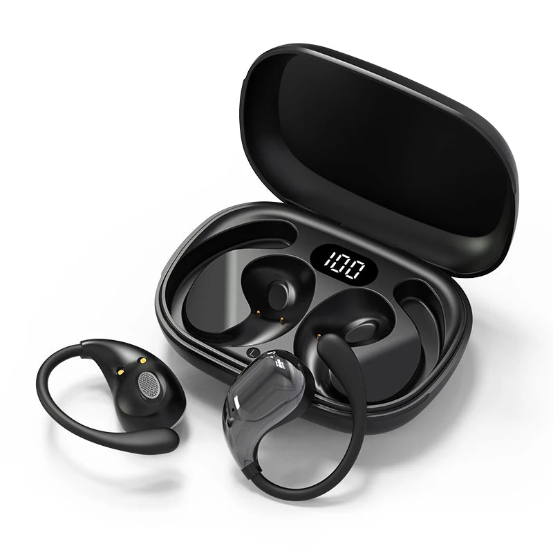 Bluetooth 5.4 Ear Hook Headphones TWS Wireless Earphones HiFi Stereo Waterproof Headsets LED Display Long Standby Touch Earbuds Beauty World Shop