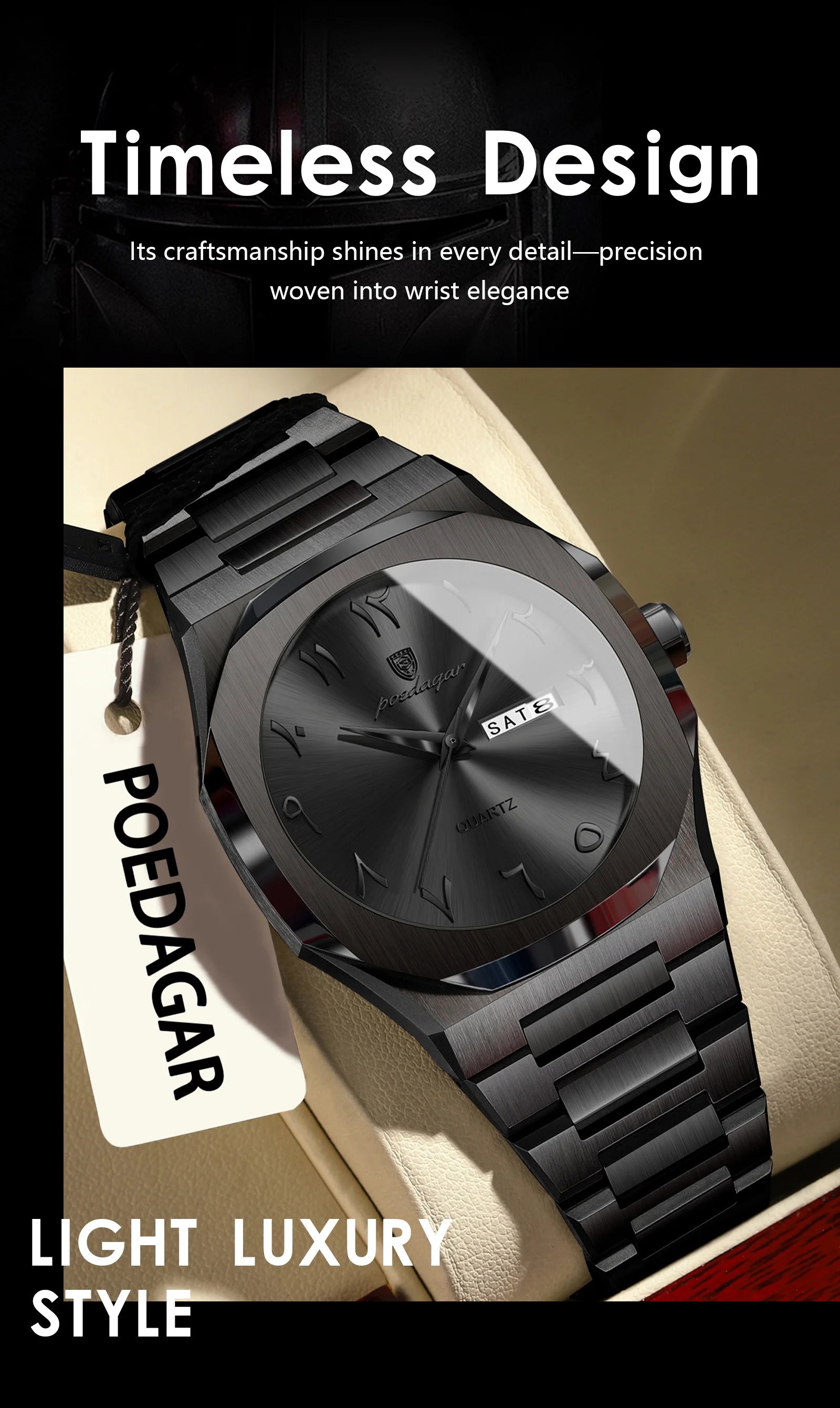 POEDAGAR Original Luxury Men's Watch Waterproof Week Date Fashion Men Wristwatch Quartz Stainless Steel Man Watches Reloj Hombre Beauty World Shop