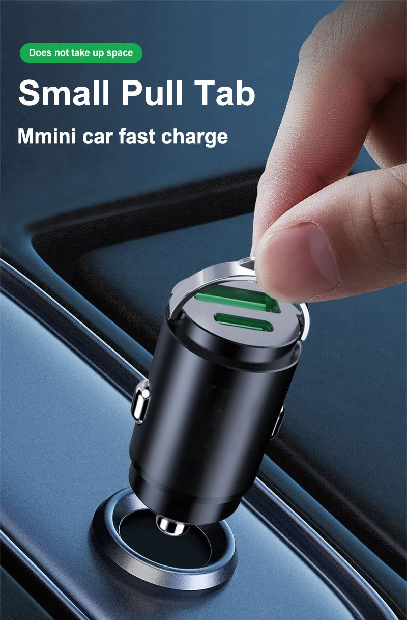 200W mini car charger fast charging for iPhone QC3.0 mini PD USB Type C car mobile phone charger for Xiaomi Samsung Huawei Beauty World Shop