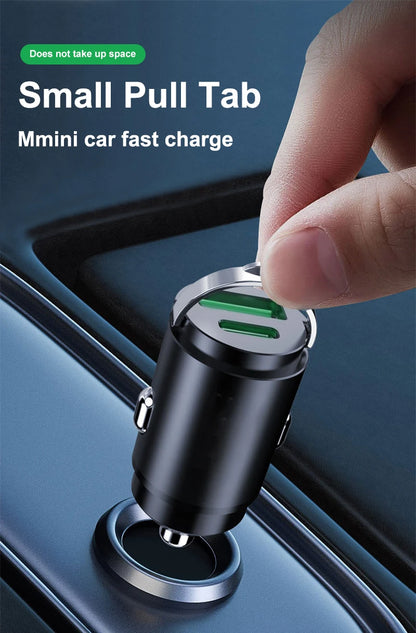 200W mini car charger fast charging for iPhone QC3.0 mini PD USB Type C car mobile phone charger for Xiaomi Samsung Huawei Beauty World Shop