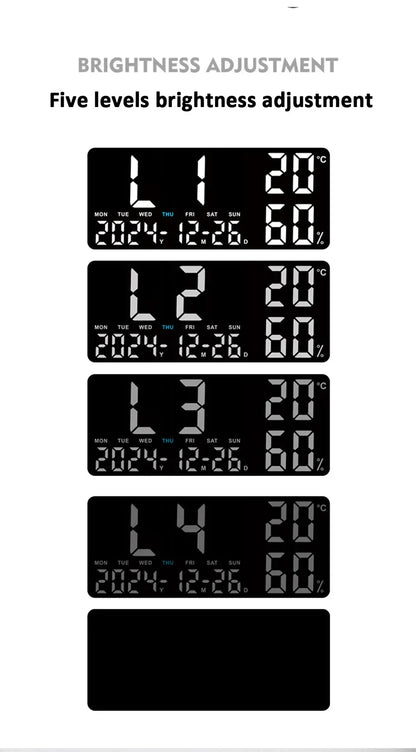 Digital Wall Clock with Atmosphere Lights Remote Control TEMP Humidity Display LED Large Table Clock Multifunctional Alarm Clock Beauty World Shop