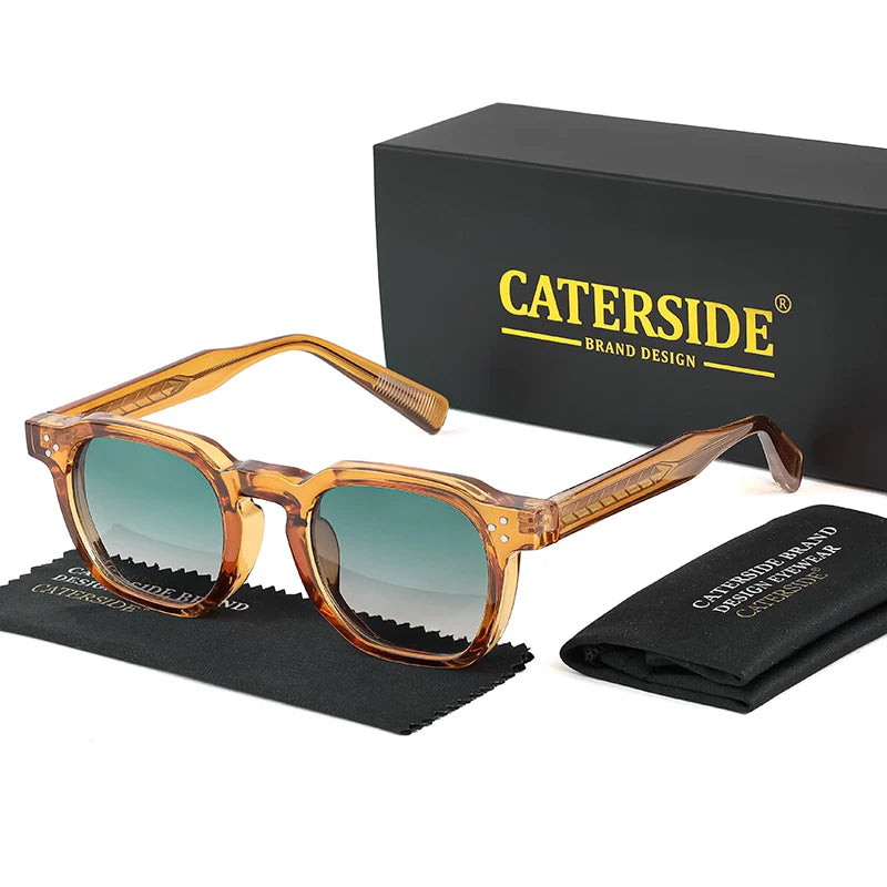 CATERSIDE Fashion Men Sunglasses Small Frame Square Personalized Design Sun Glasses Women Travel Party Business Festival Gift Beauty World Shop