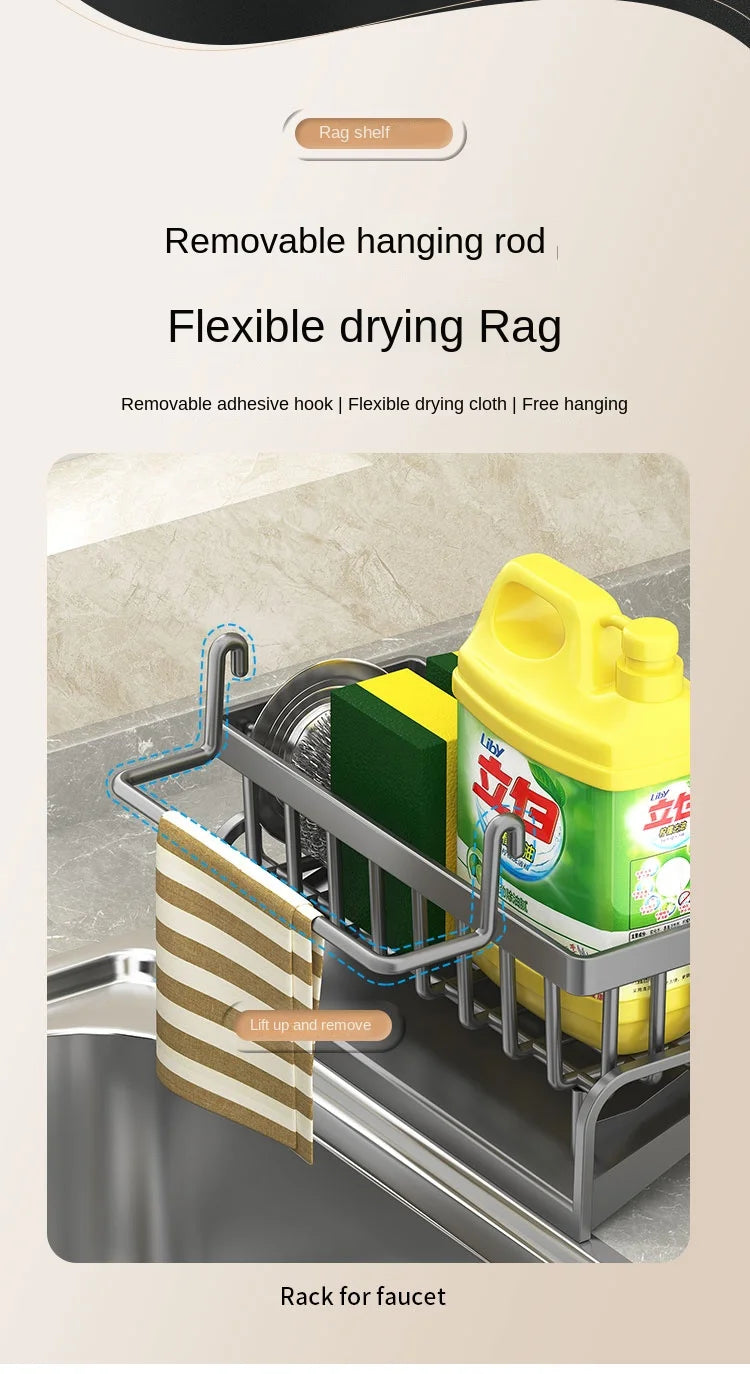 Kitchen Shelf Cleaning Cloth Storage Draining Rack Household Detergent Sponge Rack Water Sink Water Sink Water Sink Artifact Beauty World Shop