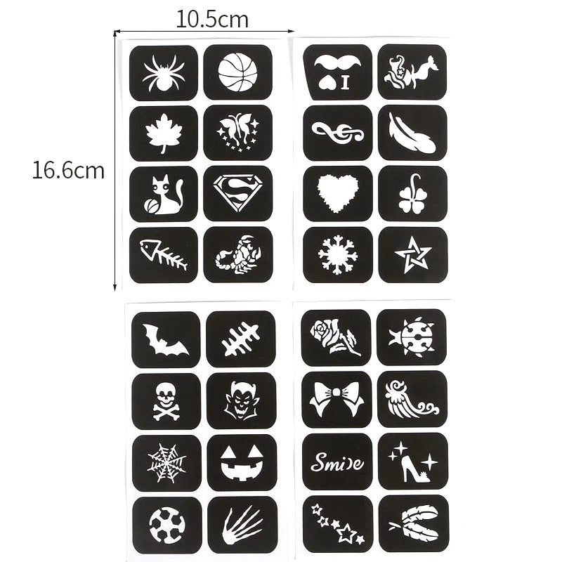 Halloween Face Kids Tattoos Templates Painted Stencils Glitter Airbrush Child Face Paint Tattoos Stencil (Random Patterns) Beauty World Shop