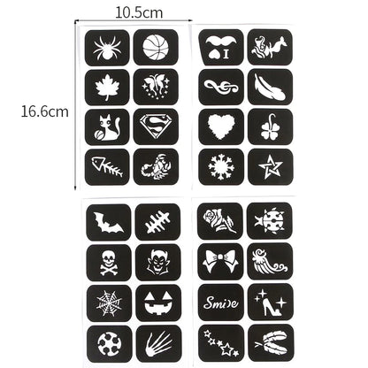 Halloween Face Kids Tattoos Templates Painted Stencils Glitter Airbrush Child Face Paint Tattoos Stencil (Random Patterns) Beauty World Shop