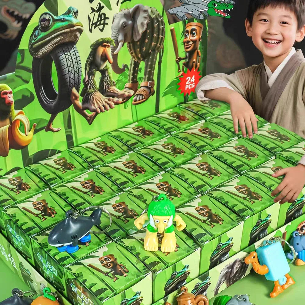24PCS Fun Italian Brainrot Blind Box Toy Tungtungtung Sahur Tralarero Tralala Game Mini Model Blind Box Birthday Gift Toys Beauty World Shop