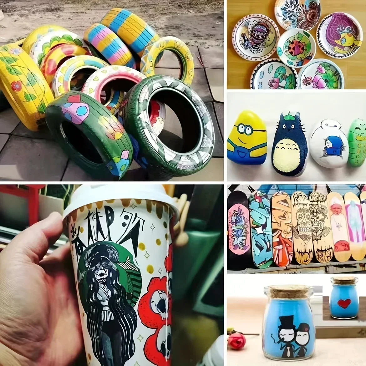Car Paint Pen Waterproof Car Wheel Tire Oily Painting Mark Pen Auto Rubber Tyre Tread CD Metal Permanent Paint Marker Beauty World Shop