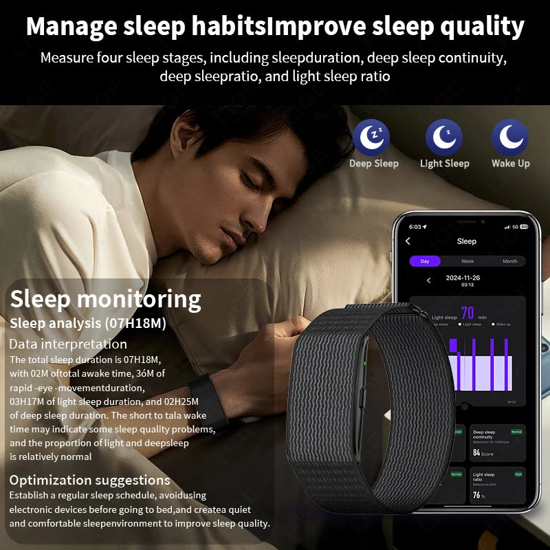 LIGE NO Screen Smart Wristbands With Heart Rate Sleep AI Health Monitor Report Smart Bracelet Incoming Call Notification Watches Beauty World Shop