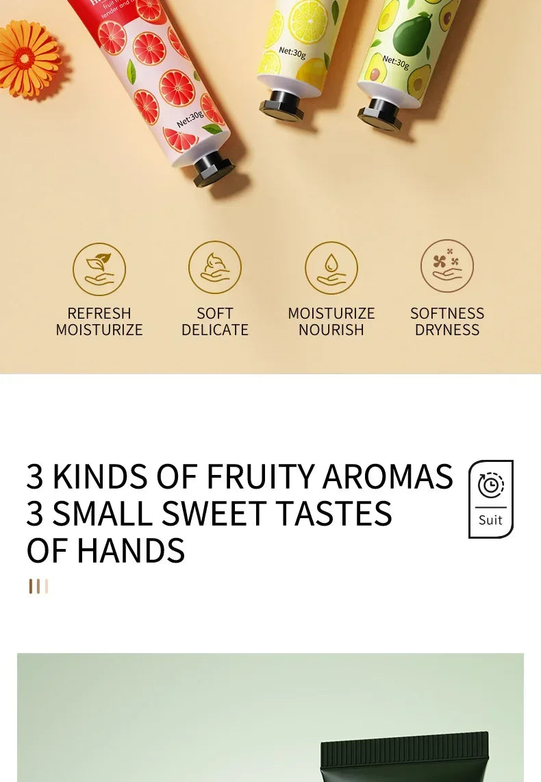 5Pcs/set Fruit Plant Fragrance Hand Cream Sets Moisturizing Repair Anti Dry Hand Lotion Sets Hands Skin Care Products Beauty Trend Shop