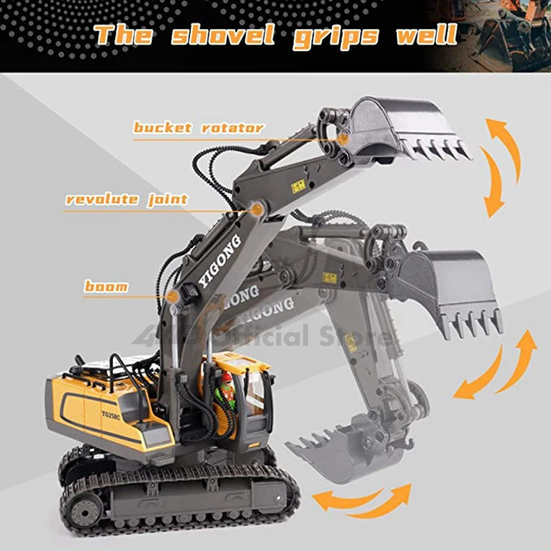 4WD Remote Control Excavator 4x4 Alloy Dump Truck Bulldozer Radio Model RC Car Construction Vehicle Toy Children Kids Gifts Beauty World Shop