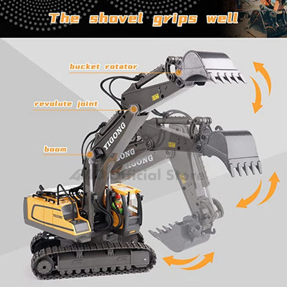 4WD Remote Control Excavator 4x4 Alloy Dump Truck Bulldozer Radio Model RC Car Construction Vehicle Toy Children Kids Gifts Beauty World Shop