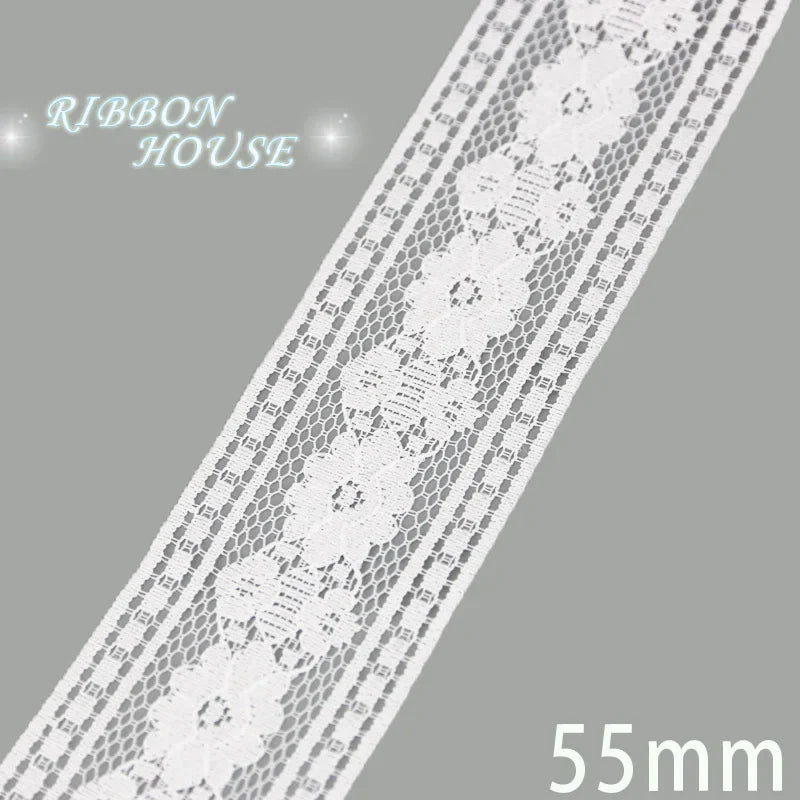(5 yards/roll) white Lace ribbon fabric Webbing Decoration Lovely gift packing polyester Material Home Accessories Store