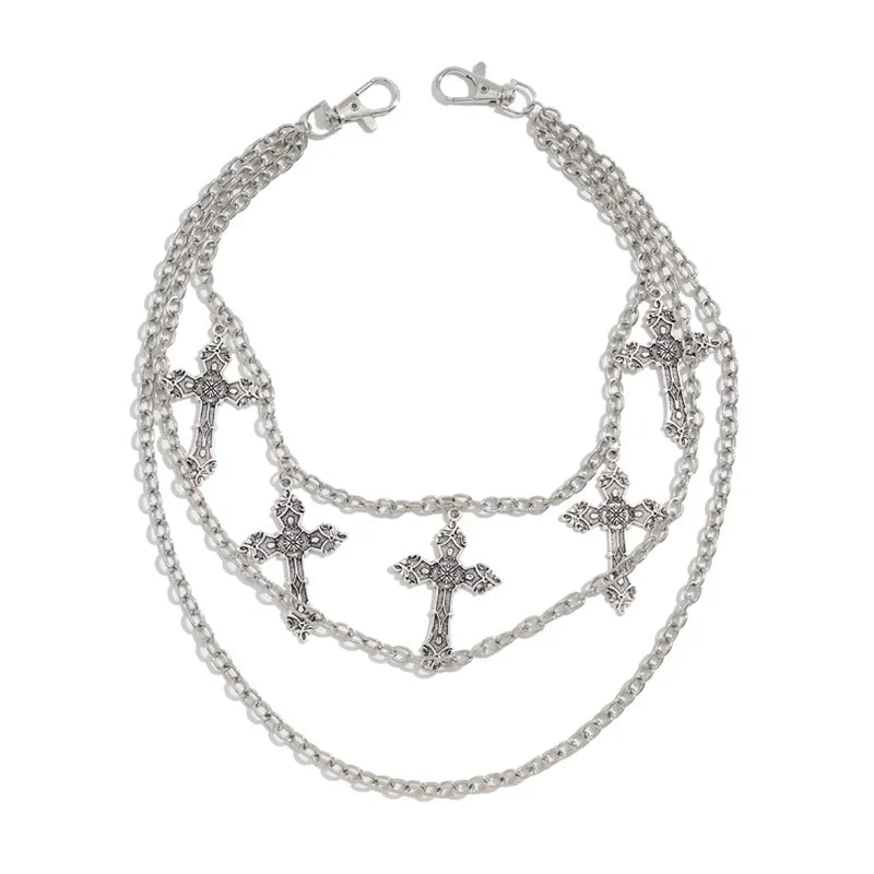 Fashion Punk Metal Pants Chain Hip Hop Waist Chain Cross Pendant Jeans Chain For Men Women Accessories Gifts Beauty World Shop
