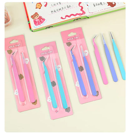 2pcs Tweezers Creative Macaroon Color Clip for DIY Decroative Journal Diary Scrapbook Sticker Tool Back To School Student Supply Beauty World Shop