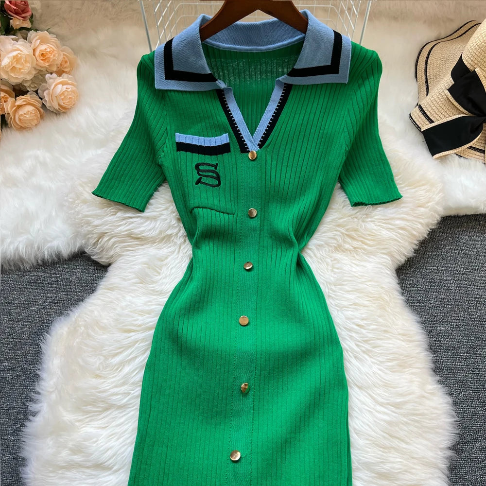 YuooMuoo Brand Fashion Summer Knitted Dress Women 2025 New Y2K Embroidery Long Bodycon Sweater Dress Streetwear Lady Vestidos Beauty World Shop