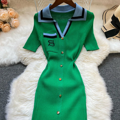 YuooMuoo Brand Fashion Summer Knitted Dress Women 2025 New Y2K Embroidery Long Bodycon Sweater Dress Streetwear Lady Vestidos Beauty World Shop