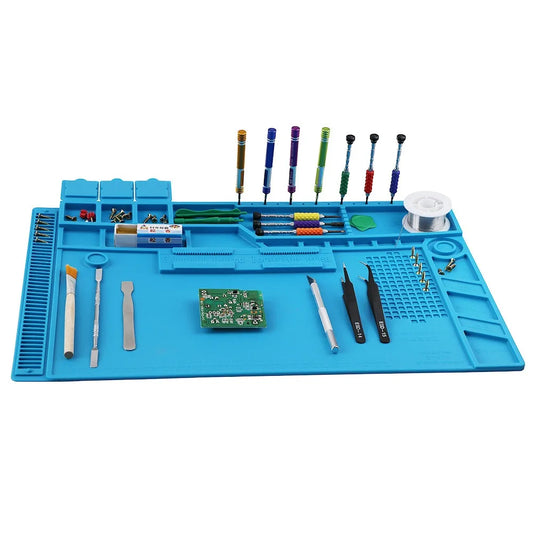 Soldering Station Mat Silicone Work Mat Heat Resistant 932°F Anti-Static Magnetic Mat for Electronic Phone Laptop Watch Repair Beauty World Shop