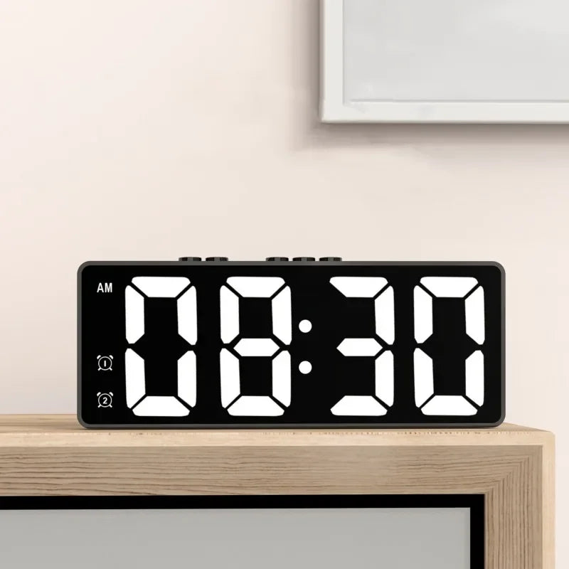 LED Electronic Mirror Alarm Clock Digital Clock Sound Control Temperature Clock Desktop Decoration Beauty World Shop