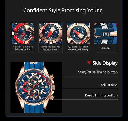 POEDAGAR Luxury Watch For Men Date Chronograph Luminous Waterproof Silicone Male Watch Fashion Sports Quartz Men's Watches Reloj Beauty World Shop