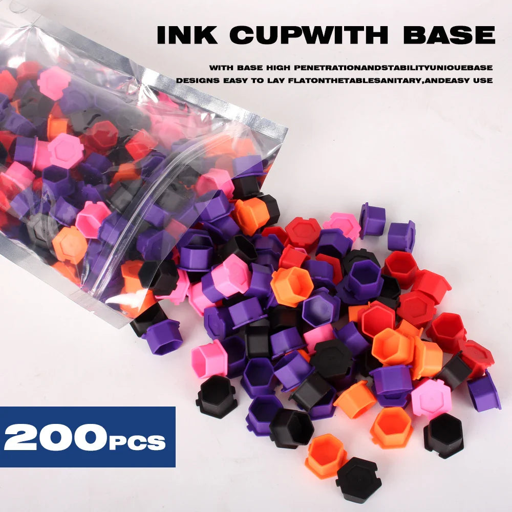 200Pcs Disposable Tattoo Silicone Ink Cup Permanent Makeup Pigment Holder Container Cap Tattoo Ink Accessories for Tattoo Artist Beauty Trend Shop