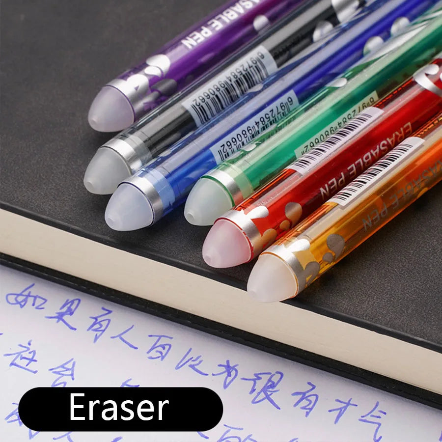 36pcs/set 6 Colors Neutral Erasable Pen,Blue/black/red/green/orange/purple Ink Writing Gel Pens Washable HandleSchool Stationery Beauty World Shop