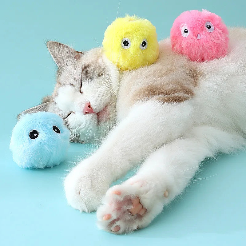 Interactive Ball Smart Cat Toys Plush Electric Catnip Training Toy Kitten Touch Sounding Pet Product Squeak Toy Ball
