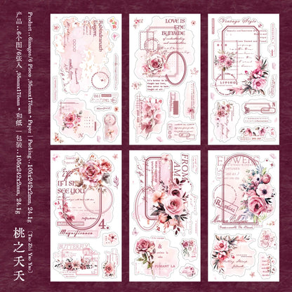Journal GO 6pcs Flower Shadow Decorative Sticker Fresh Plant Flowers Collage Scrapbooking Label Diy Diary Journal Planner Label Beauty World Shop