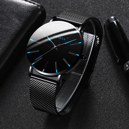 Minimalist Mens Fashion Ultra Thin Watches Simple Men Business Stainless Steel Mesh Belt Quartz Wrist Watch Relogio Masculino Beauty World Shop