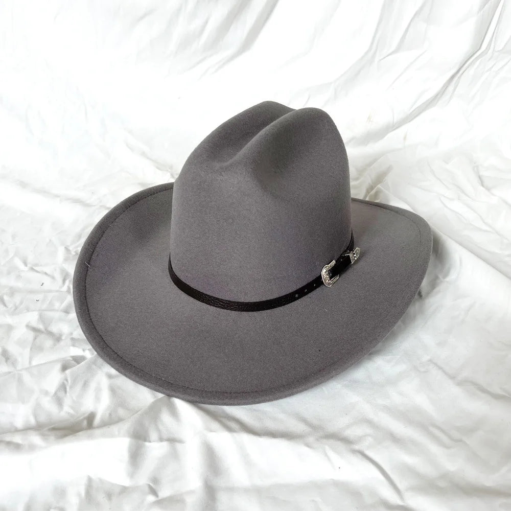 Vintage Western Cowboy Hat For Men's Gentleman Lady Jazz Cowgirl With Leather Wide Brim Cloche Church Sombrero Hombre Caps Beauty World Shop