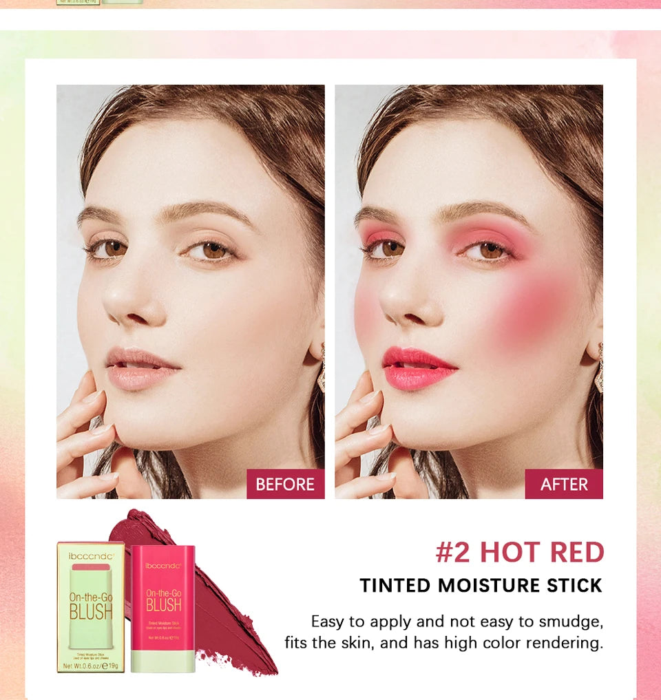 Make Up Functional Blush Stick Easy Color Rouge Blusher Cream Waterproof High Color Rendering Brightening Skin Tone Hot Beauty World Shop