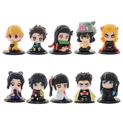 5 Style/Set Q Version Demon Slayer Sitting Ghost Doll Tanjiro Nidouzi Inosuke Zenizu Figure Action Figure Movie Model Toys Doll Beauty World Shop
