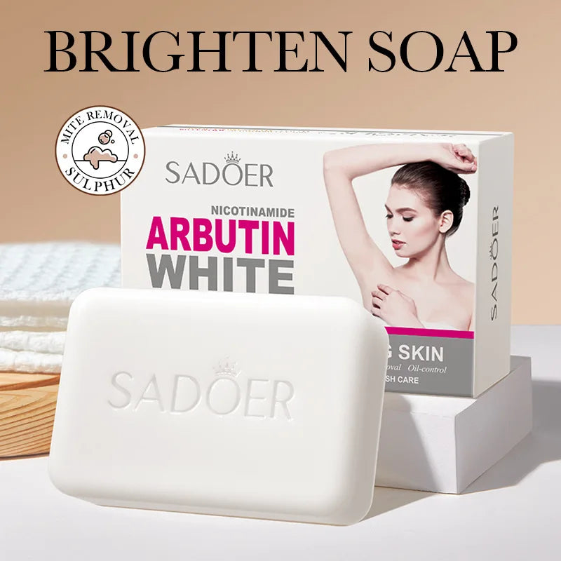 SADOER Niacinamide Arbutin Facial Soap Moisturizing Brightening Deep Cleansing Body Face Wash Foam Facial Cleanser Handmade Soap Beauty World Shop