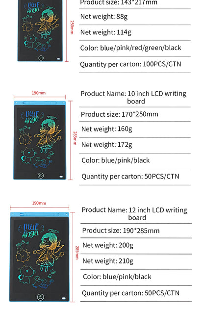 6.5/8.5/10/12 Inch LCD Drawing Tablet for Kids, Rechargeable Erasable Board with Pen, Travel Educational Toy Gift for Boys Girls Beauty Fashion