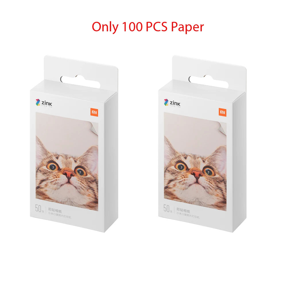 Original 100% Xiaomi ZINK Pocket Printer Paper Self-adhesive Photo Print 50pcs Sheets Xiaomi 3-inch Mini Pocket Photo Printer CN Beauty World Shop