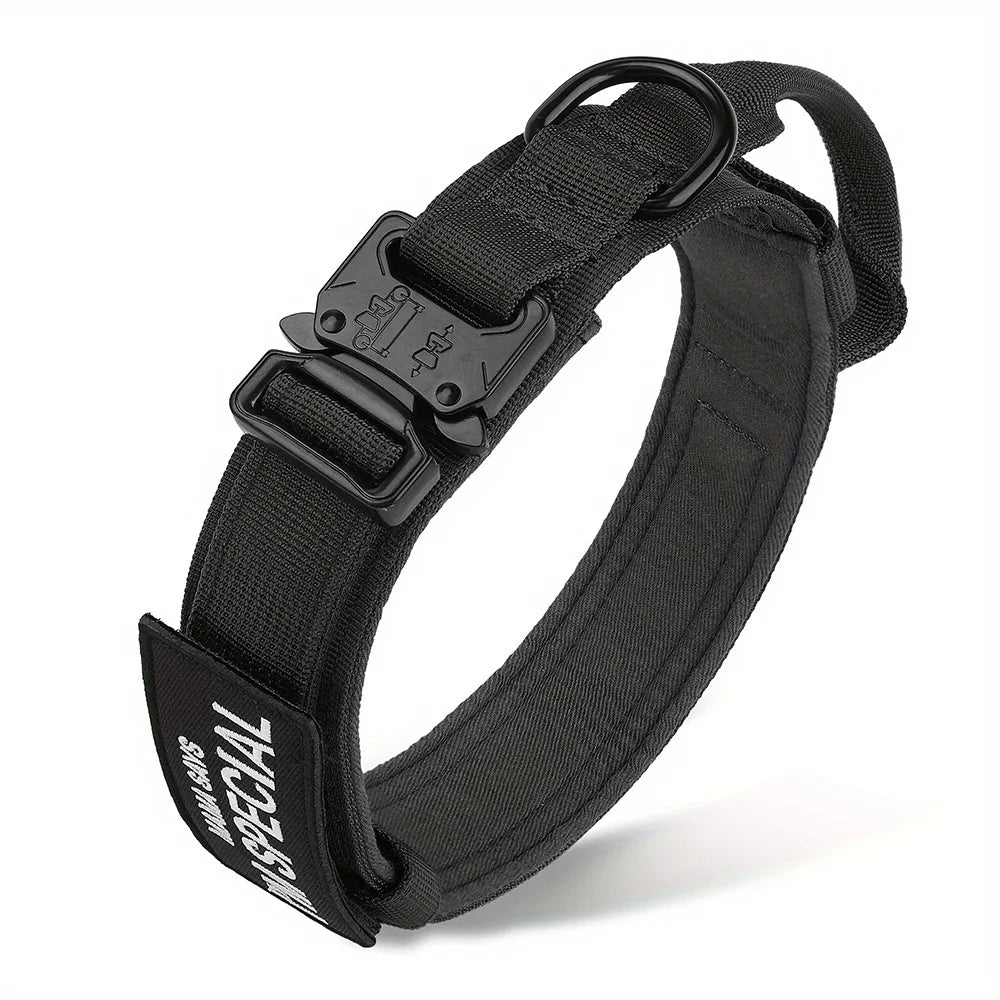 Heavy Duty Tactical Dog Collars with Handle Military Collar with Patch Outdoor Training and Walking for Medium and Large Dogs Beauty World Shop