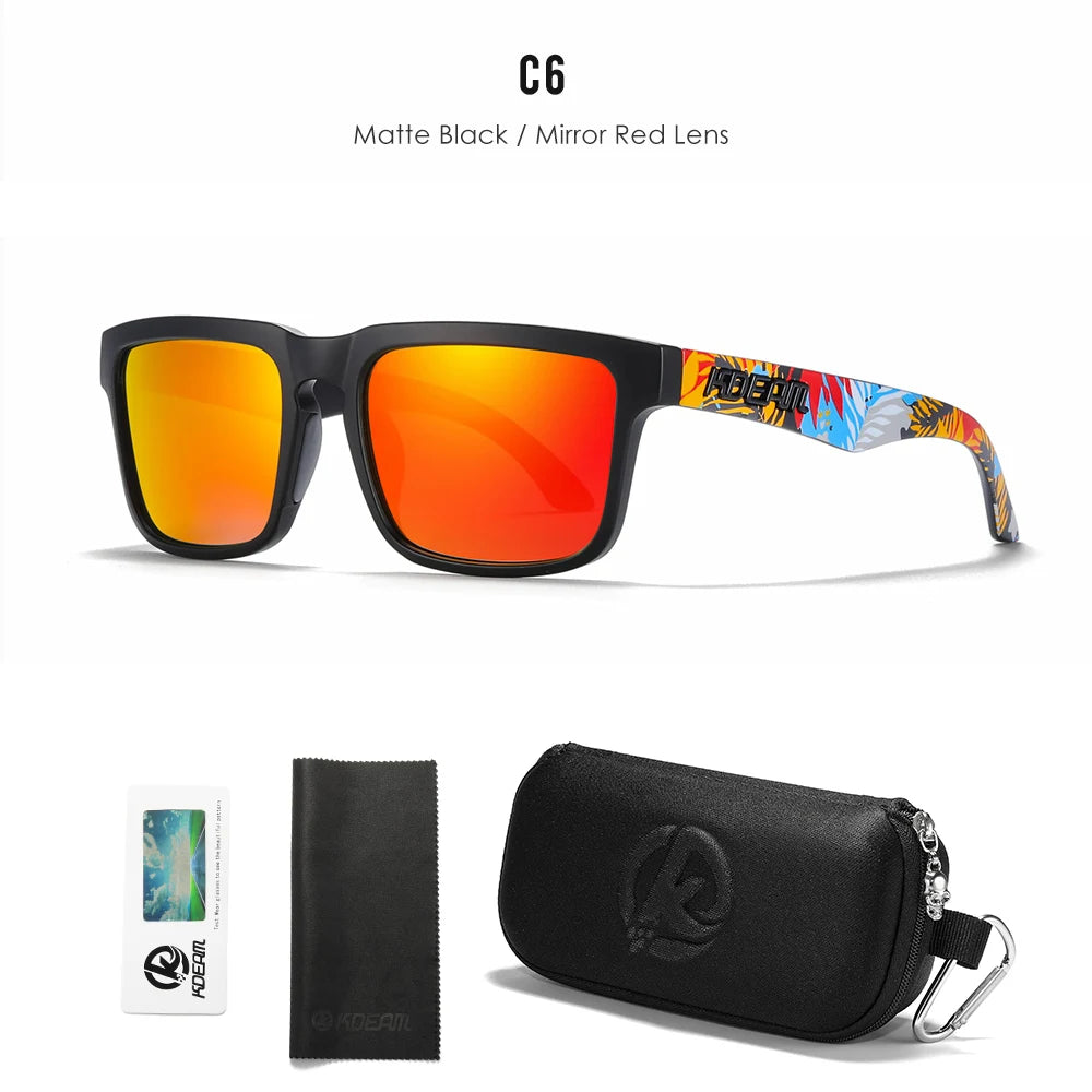 KDEAM Men's Polarized Sunglasses Square Casual Outdoors Sun Glasses Women Unisex Sunglass For Couple With Zipper Case Beauty World Shop