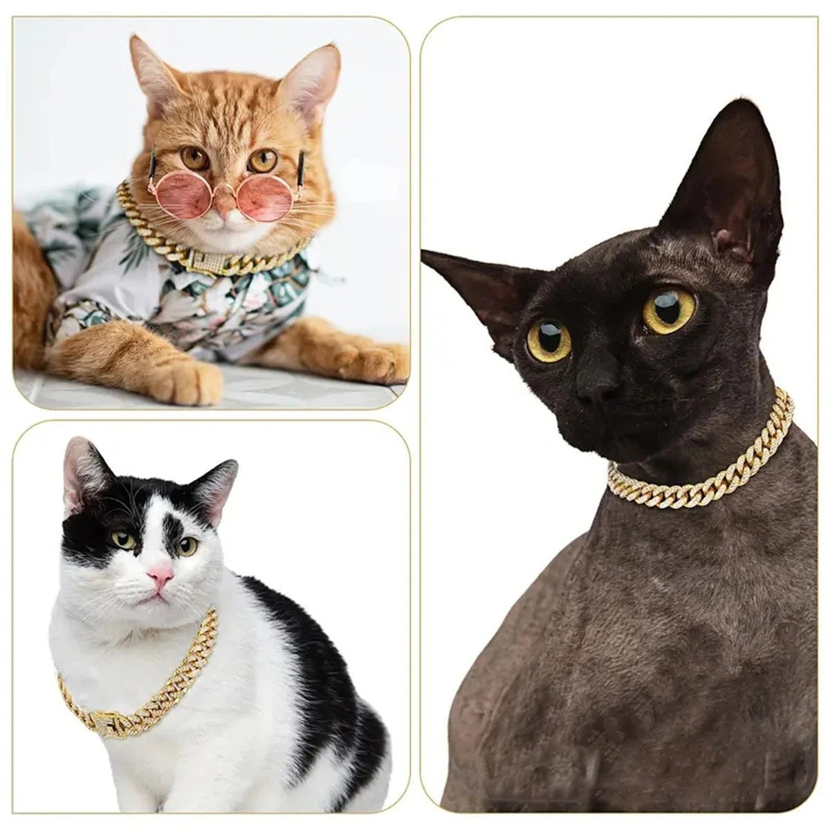 New Style Pet Collar Necklace Cat Dog Full Diamond Cuban Chains Dog Chains Lock Buckle Gold Silver Rose Gold Pet Supplies Beauty World Shop