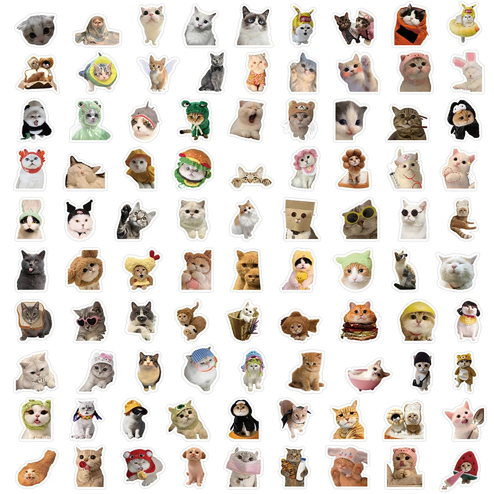 10/50/100pcs Funny Cat Stickers Cartoon Cute Decals Toy Stationery Guitar Phone Bicycle Laptop Luggage Car Graffiti Kids Sticker Beauty World Shop