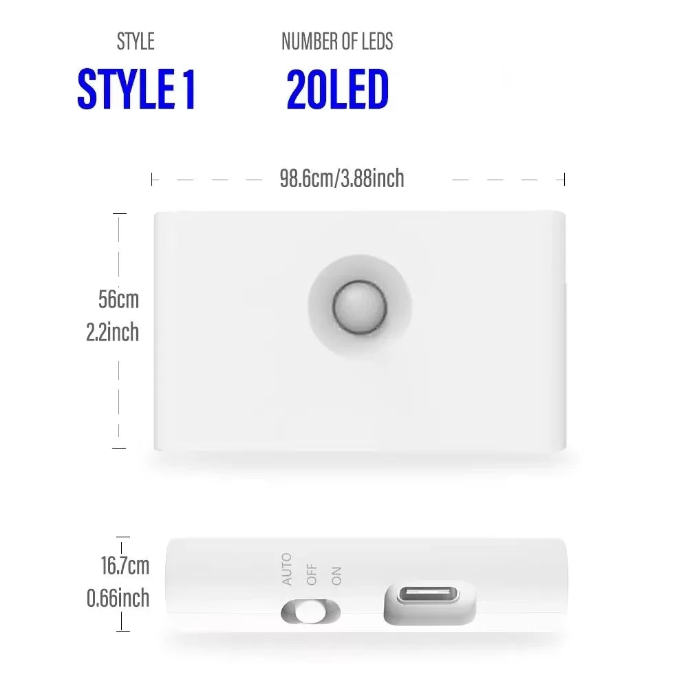 Mini LED Intelligent Sensor Night Light Wireless USB Rechargeable Motion Sensor Wall Light for Bedroom Corridor Cabinet Lighting Beauty World Shop