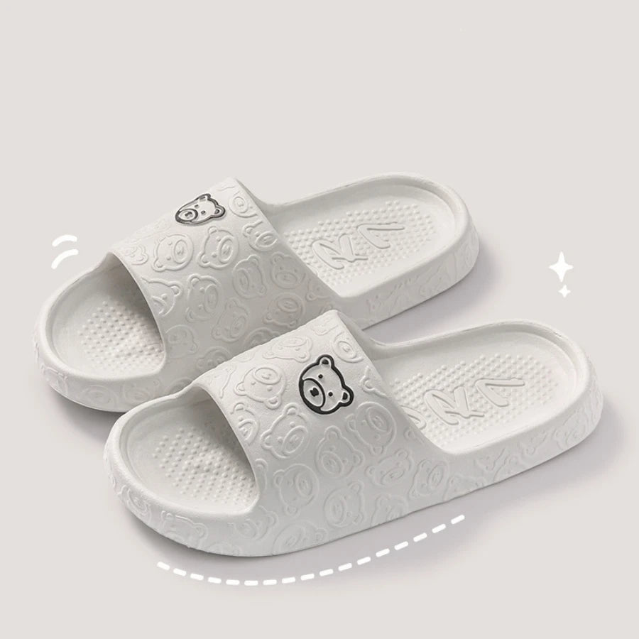 Fashion Women's Slippers Indoor Soft Sole Cartoon Bear Print Slides Bathroom EVA Indoor Men Summer Outdoor Cool Shoes Couple Beauty Fashion