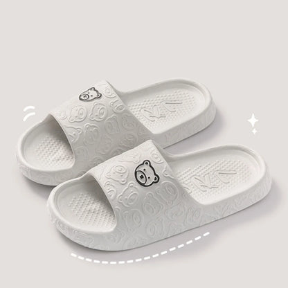 Fashion Women's Slippers Indoor Soft Sole Cartoon Bear Print Slides Bathroom EVA Indoor Men Summer Outdoor Cool Shoes Couple Beauty Fashion