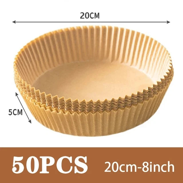 50Pcs Air Fryer Disposable Paper Non-Stick Airfryer Baking Papers Round Air-Fryer Paper Liners Paper Kitchen Accessories Beauty World Shop