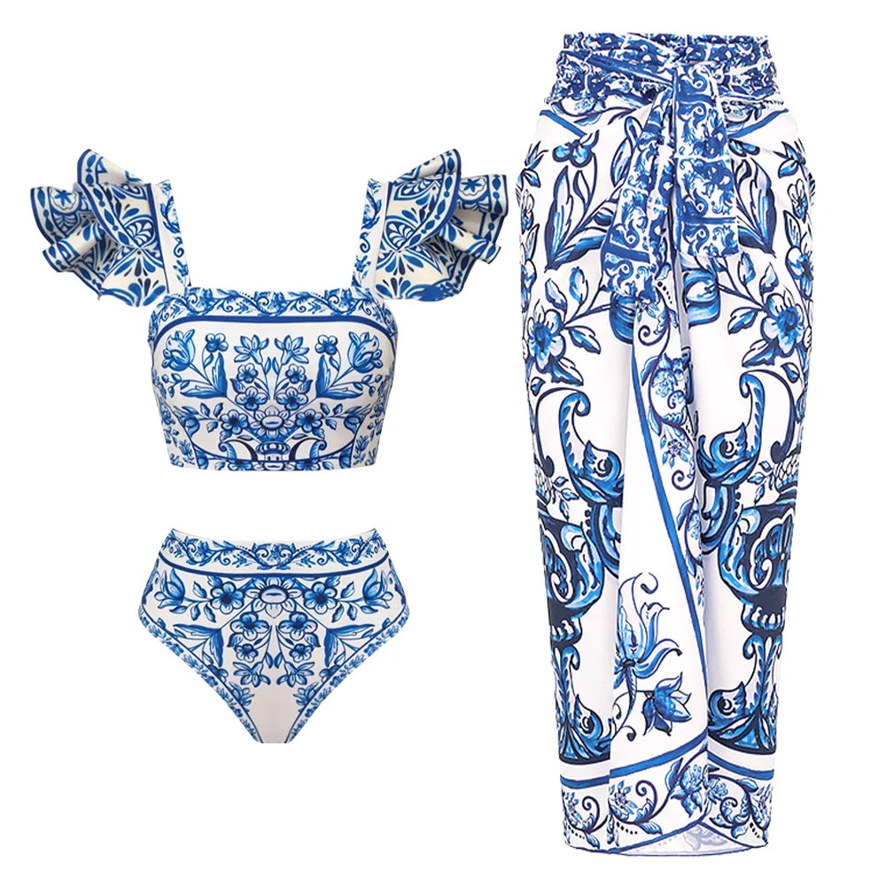 2026 New Sexy Ruffle Bikini Set Printed Brazilian Biquini Women Swimwear Skirt Bathing Suit Girls Summer Beachwear Dress Beauty World Shop