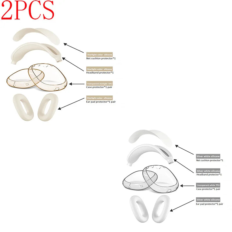 Headphones Ear Pads Scratch Resistant Hearing Aid Case Transparent TPU Three Piece Set for Airpods Max Case Accessories EJBHT07