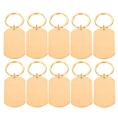 10 Pcs Blank ID Tag Stainless Steel Military  Name Plate Keychain For DIY Accessories Custom Logo Name Women Men Keychain Ring