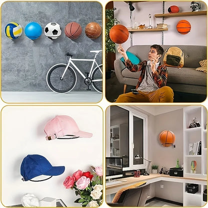 1pc/2pcs Metal Wall Mounted Sports Ball Display Stand For Basketball, Football, Volleyball, Durable Wall Storage Rack Beauty World Shop